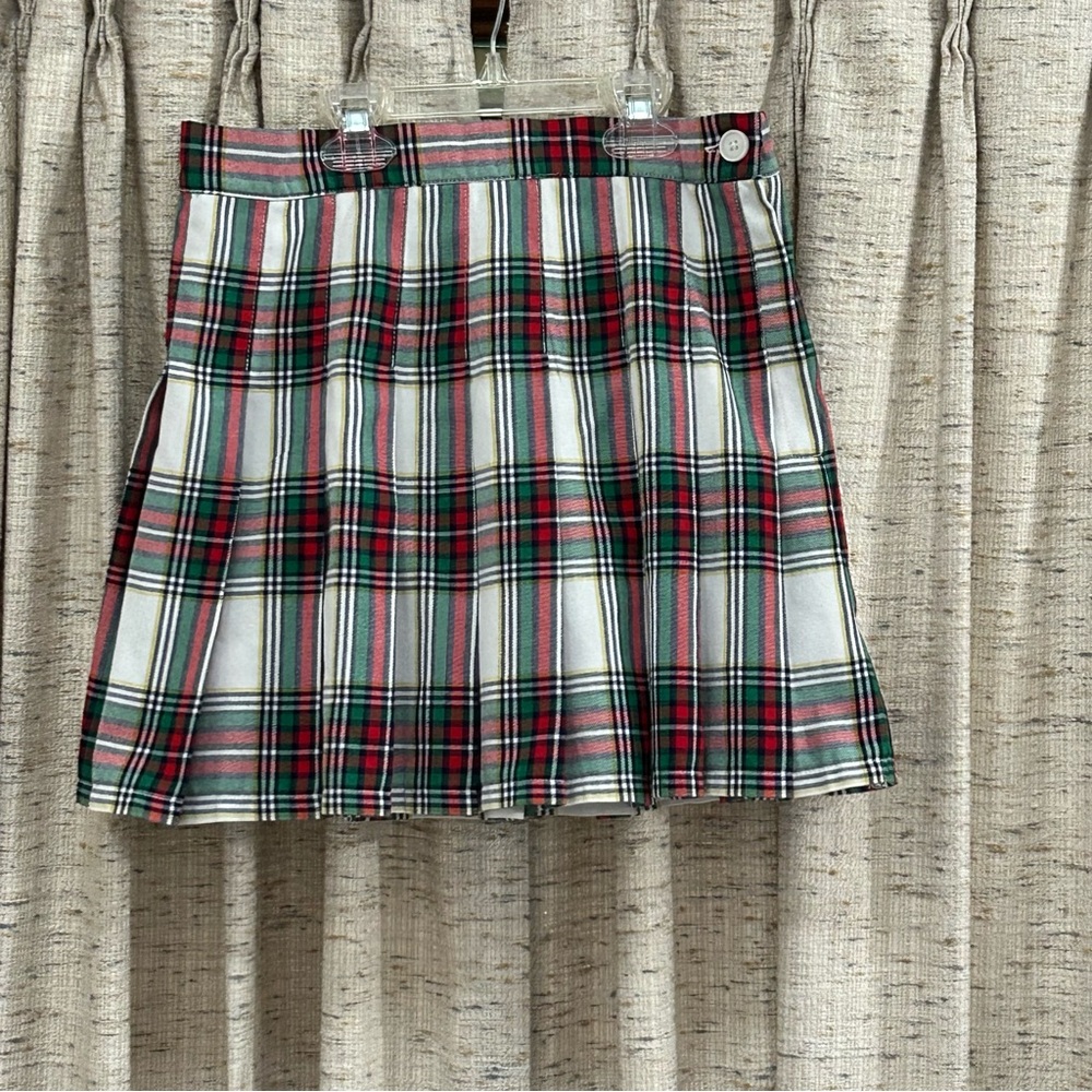 Aerie American Eagle Class Act Plaid Pleated Mini Skirt